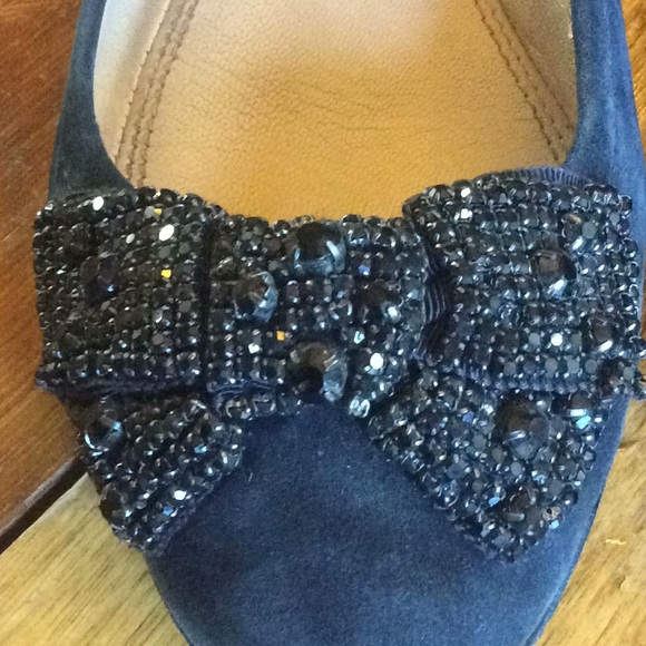 Tory Burch Suede Jeweled Bow Flats - Picture 7 of 8